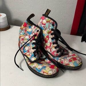 Dr. Martens Multicolor Cartoon Print Canvas Lace-Up Boots